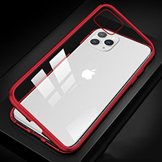 Apple iPhone 11 Pro用ケース 高級感 手触り良い アルミメタル 製の金属製 360度 フルカバーバンパー 鏡面 カバー T09 アップル レッド