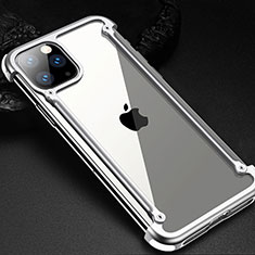 Apple iPhone 11 Pro用ケース 高級感 手触り良い アルミメタル 製の金属製 バンパー カバー T02 アップル シルバー