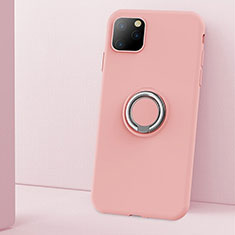 Apple iPhone 11 Pro用極薄ソフトケース シリコンケース 耐衝撃 全面保護 アンド指輪 マグネット式 バンパー T03 アップル ピンク
