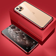 Apple iPhone 11 Pro用ケース 高級感 手触り良い アルミメタル 製の金属製 360度 フルカバーバンパー 鏡面 カバー T01 アップル レッド