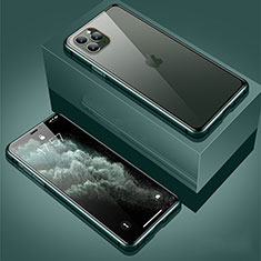 Apple iPhone 11 Pro用ケース 高級感 手触り良い アルミメタル 製の金属製 360度 フルカバーバンパー 鏡面 カバー T01 アップル グリーン