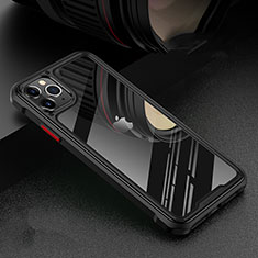 Apple iPhone 11 Pro用ケース 高級感 手触り良い アルミメタル 製の金属製 360度 フルカバーバンパー 鏡面 カバー T03 アップル ブラック