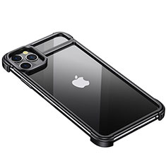 Apple iPhone 11 Pro用ケース 高級感 手触り良い アルミメタル 製の金属製 バンパー カバー F01 アップル ブラック