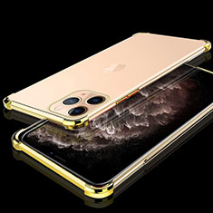 Apple iPhone 11 Pro用極薄ソフトケース シリコンケース 耐衝撃 全面保護 クリア透明 S05 アップル ゴールド