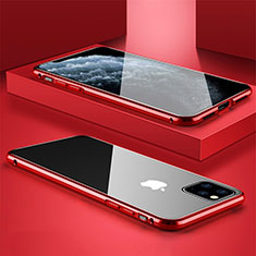 Apple iPhone 11 Pro用ケース 高級感 手触り良い アルミメタル 製の金属製 360度 フルカバーバンパー 鏡面 カバー T11 アップル レッド
