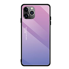 Apple iPhone 11 Pro用ハイブリットバンパーケース プラスチック 鏡面 虹 グラデーション 勾配色 カバー H01 アップル ピンク