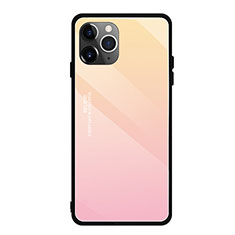 Apple iPhone 11 Pro用ハイブリットバンパーケース プラスチック 鏡面 虹 グラデーション 勾配色 カバー H01 アップル ゴールド