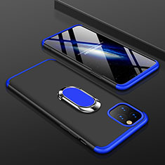 Apple iPhone 11 Pro用ハードケース プラスチック 質感もマット 前面と背面 360度 フルカバー アンド指輪 R01 アップル ネイビー・ブラック