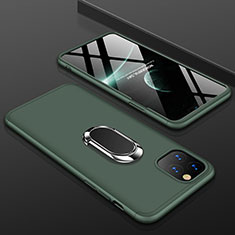 Apple iPhone 11 Pro用ハードケース プラスチック 質感もマット 前面と背面 360度 フルカバー アンド指輪 R01 アップル グリーン