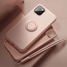 Apple iPhone 11 Pro用極薄ソフトケース シリコンケース 耐衝撃 全面保護 アンド指輪 マグネット式 バンパー T02 アップル ピンク