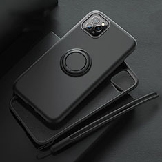 Apple iPhone 11 Pro用極薄ソフトケース シリコンケース 耐衝撃 全面保護 アンド指輪 マグネット式 バンパー T02 アップル ブラック