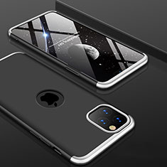 Apple iPhone 11 Pro用ハードケース プラスチック 質感もマット 前面と背面 360度 フルカバー P01 アップル シルバー・ブラック