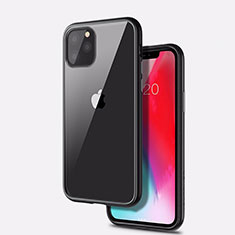 Apple iPhone 11 Pro Max用ハイブリットバンパーケース クリア透明 プラスチック 鏡面 カバー M02 アップル ブラック