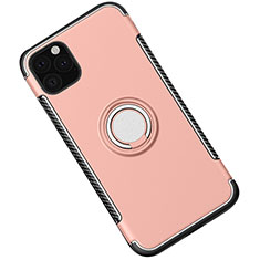 Apple iPhone 11 Pro Max用ハイブリットバンパーケース プラスチック アンド指輪 マグネット式 S01 アップル ローズゴールド