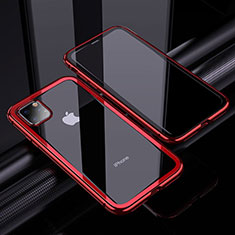 Apple iPhone 11 Pro Max用ケース 高級感 手触り良い アルミメタル 製の金属製 360度 フルカバーバンパー 鏡面 カバー M02 アップル レッド