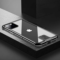 Apple iPhone 11 Pro Max用ケース 高級感 手触り良い アルミメタル 製の金属製 360度 フルカバーバンパー 鏡面 カバー アップル ブラック