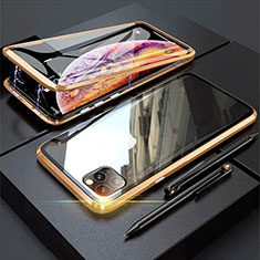Apple iPhone 11 Pro Max用ケース 高級感 手触り良い アルミメタル 製の金属製 360度 フルカバーバンパー 鏡面 カバー M01 アップル ゴールド