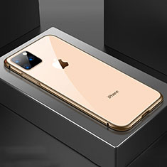 Apple iPhone 11 Pro Max用ケース 高級感 手触り良い アルミメタル 製の金属製 360度 フルカバーバンパー 鏡面 カバー M04 アップル ゴールド