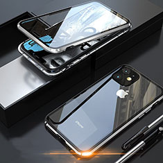 Apple iPhone 11 Pro Max用ケース 高級感 手触り良い アルミメタル 製の金属製 360度 フルカバーバンパー 鏡面 カバー M05 アップル シルバー