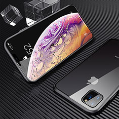Apple iPhone 11 Pro Max用ケース 高級感 手触り良い アルミメタル 製の金属製 360度 フルカバーバンパー 鏡面 カバー M06 アップル ブラック