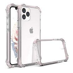 Apple iPhone 11 Pro Max用ハイブリットバンパーケース クリア透明 プラスチック 鏡面 カバー M04 アップル ローズゴールド