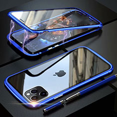 Apple iPhone 11 Pro Max用ケース 高級感 手触り良い アルミメタル 製の金属製 360度 フルカバーバンパー 鏡面 カバー M11 アップル ネイビー