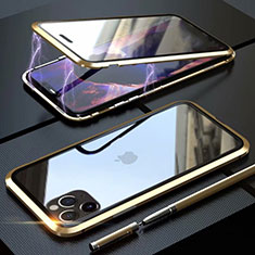 Apple iPhone 11 Pro Max用ケース 高級感 手触り良い アルミメタル 製の金属製 360度 フルカバーバンパー 鏡面 カバー M12 アップル ゴールド