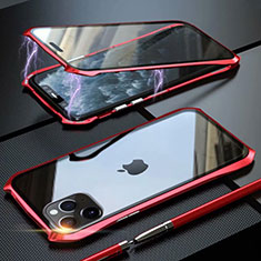 Apple iPhone 11 Pro Max用ケース 高級感 手触り良い アルミメタル 製の金属製 360度 フルカバーバンパー 鏡面 カバー M10 アップル レッド