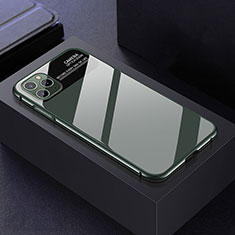 Apple iPhone 11 Pro Max用ケース 高級感 手触り良い アルミメタル 製の金属製 360度 フルカバーバンパー 鏡面 カバー T04 アップル グリーン