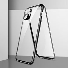 Apple iPhone 11 Pro Max用ケース 高級感 手触り良い アルミメタル 製の金属製 360度 フルカバーバンパー 鏡面 カバー T05 アップル ブラック