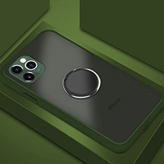 Apple iPhone 11 Pro Max用ハイブリットバンパーケース プラスチック アンド指輪 マグネット式 R05 アップル グレー