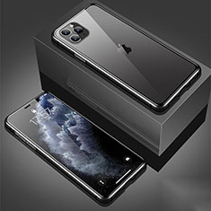 Apple iPhone 11 Pro Max用ケース 高級感 手触り良い アルミメタル 製の金属製 360度 フルカバーバンパー 鏡面 カバー T01 アップル ブラック