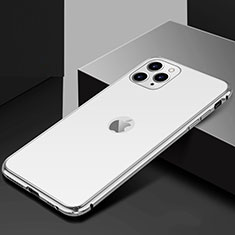 Apple iPhone 11 Pro Max用ケース 高級感 手触り良い アルミメタル 製の金属製 360度 フルカバーバンパー 鏡面 カバー T02 アップル シルバー