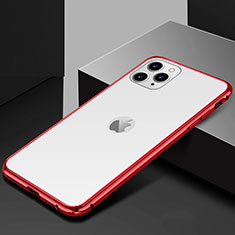 Apple iPhone 11 Pro Max用ケース 高級感 手触り良い アルミメタル 製の金属製 360度 フルカバーバンパー 鏡面 カバー T02 アップル レッド