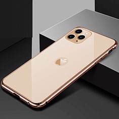 Apple iPhone 11 Pro Max用ケース 高級感 手触り良い アルミメタル 製の金属製 360度 フルカバーバンパー 鏡面 カバー T02 アップル ゴールド