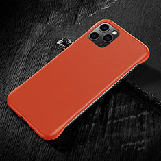 Apple iPhone 11 Pro Max用ケース 高級感 手触り良いレザー柄 R08 アップル オレンジ