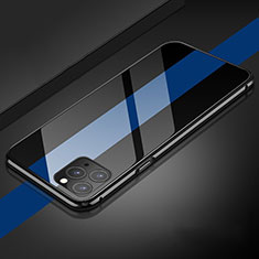 Apple iPhone 11 Pro Max用ケース 高級感 手触り良い アルミメタル 製の金属製 360度 フルカバーバンパー 鏡面 カバー T08 アップル ネイビー