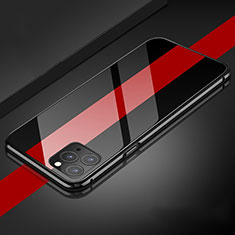 Apple iPhone 11 Pro Max用ケース 高級感 手触り良い アルミメタル 製の金属製 360度 フルカバーバンパー 鏡面 カバー T08 アップル ブラック