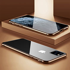 Apple iPhone 11 Pro Max用ケース 高級感 手触り良い アルミメタル 製の金属製 360度 フルカバーバンパー 鏡面 カバー T11 アップル ゴールド