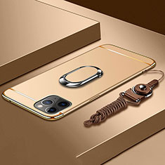 Apple iPhone 11 Pro Max用ケース 高級感 手触り良い メタル兼プラスチック バンパー アンド指輪 T01 アップル ゴールド