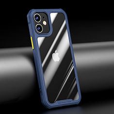 Apple iPhone 12用ハイブリットバンパーケース クリア透明 プラスチック 鏡面 カバー M04 アップル ネイビー