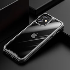 Apple iPhone 12用ハイブリットバンパーケース クリア透明 プラスチック 鏡面 カバー M03 アップル グレー