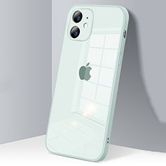 Apple iPhone 12用ハイブリットバンパーケース クリア透明 プラスチック 鏡面 カバー H06 アップル ライトグリーン