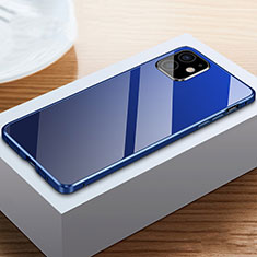 Apple iPhone 12用ケース 高級感 手触り良い アルミメタル 製の金属製 360度 フルカバーバンパー 鏡面 カバー T03 アップル ネイビー
