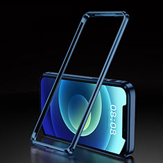 Apple iPhone 12用ケース 高級感 手触り良い アルミメタル 製の金属製 バンパー カバー T01 アップル ネイビー