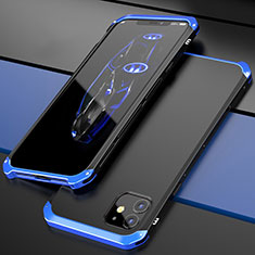 Apple iPhone 12用ケース 高級感 手触り良い アルミメタル 製の金属製 カバー T02 アップル ネイビー・ブラック