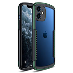 Apple iPhone 12用ハイブリットバンパーケース クリア透明 プラスチック 鏡面 カバー H01 アップル グリーン