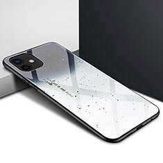 Apple iPhone 12用ハイブリットバンパーケース クリア透明 プラスチック 鏡面 カバー N01 アップル グレー