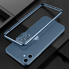 Apple iPhone 12用ケース 高級感 手触り良い アルミメタル 製の金属製 バンパー カバー N01 アップル ネイビー