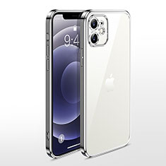 Apple iPhone 12用極薄ソフトケース シリコンケース 耐衝撃 全面保護 クリア透明 N04 アップル シルバー